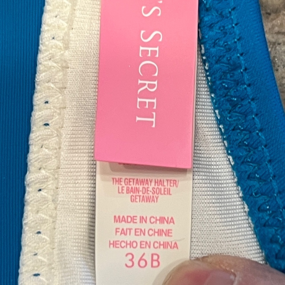 Victoria's Secret scalloped edge bikini bright blue beach vacation SZ M Top 36B - Picture 4 of 7
